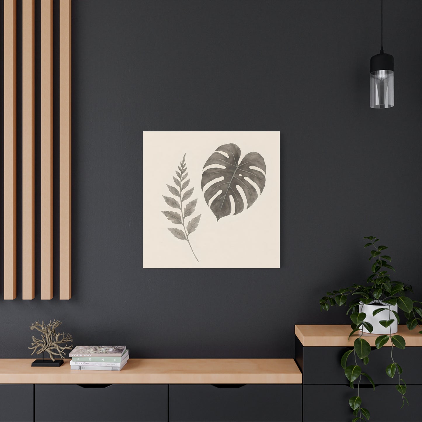 Botanical Wall Art Print, Minimalist Home Decor, Nature Artwork, Modern Room Decor, Fern and Monstera Leaves