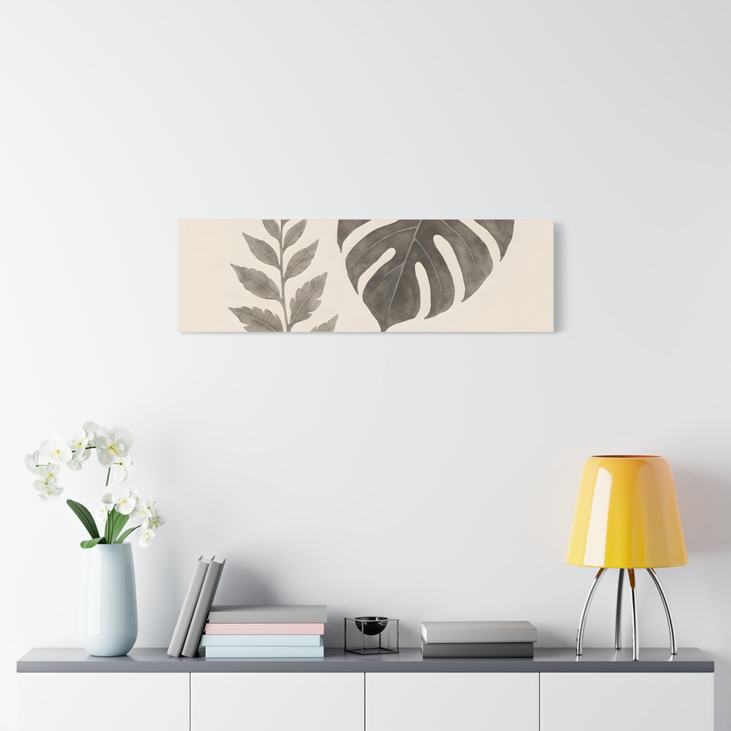 Botanical Wall Art Print, Minimalist Home Decor, Nature Artwork, Modern Room Decor, Fern and Monstera Leaves