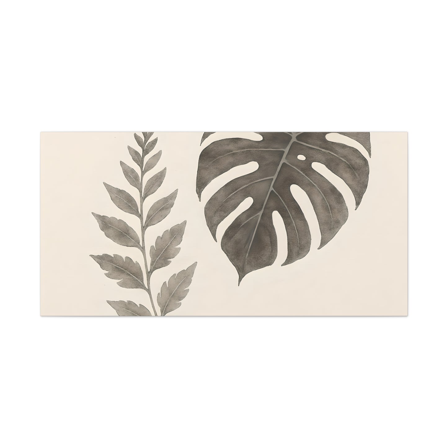 Botanical Wall Art Print, Minimalist Home Decor, Nature Artwork, Modern Room Decor, Fern and Monstera Leaves
