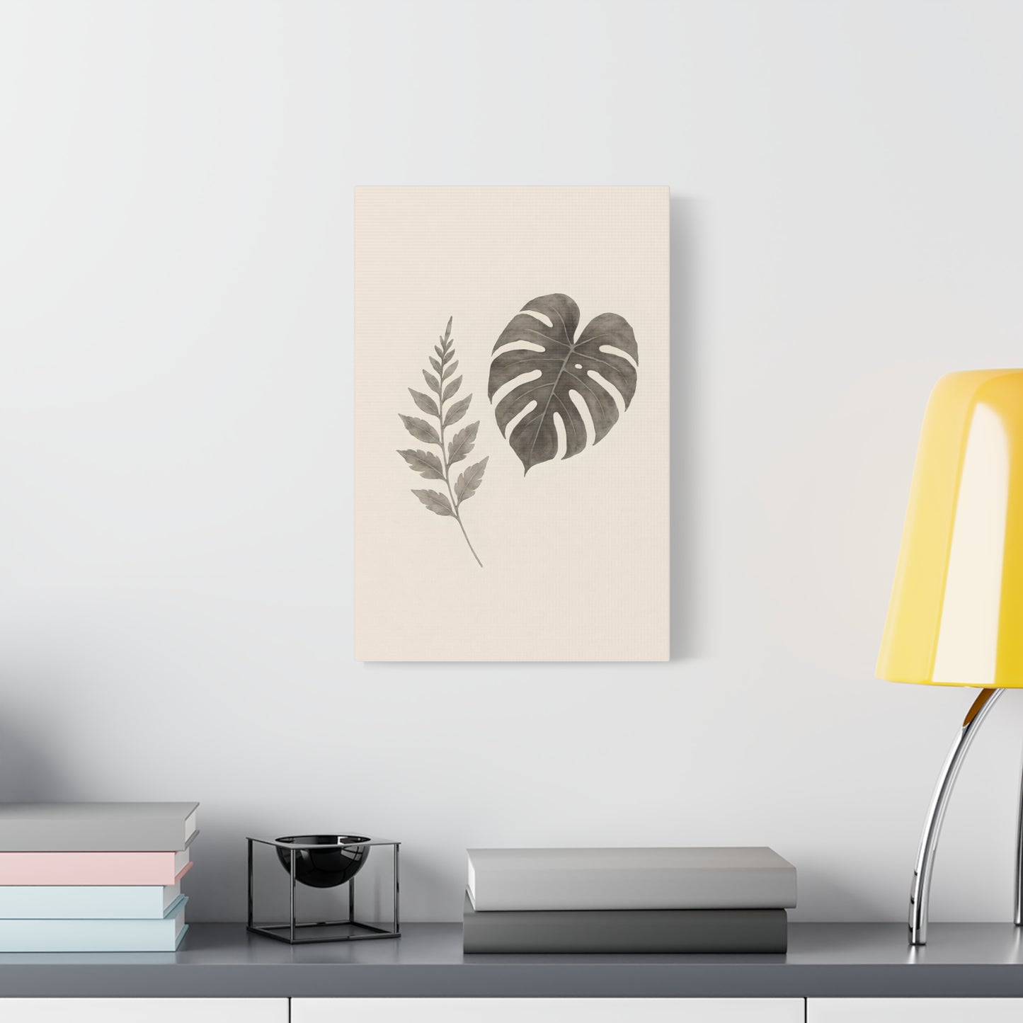 Botanical Wall Art Print, Minimalist Home Decor, Nature Artwork, Modern Room Decor, Fern and Monstera Leaves