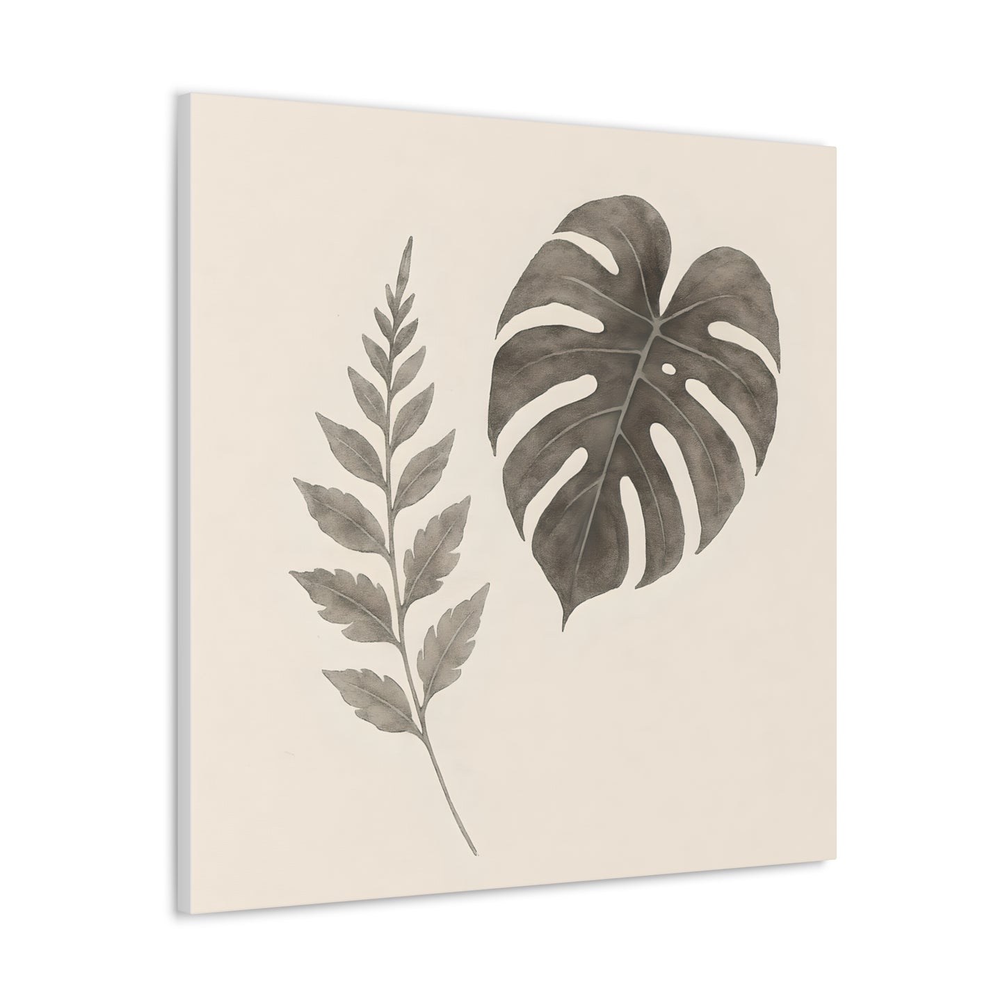 Botanical Wall Art Print, Minimalist Home Decor, Nature Artwork, Modern Room Decor, Fern and Monstera Leaves