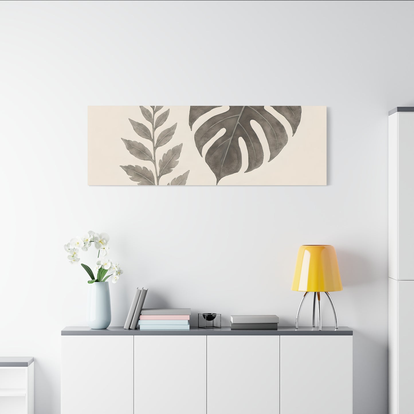 Botanical Wall Art Print, Minimalist Home Decor, Nature Artwork, Modern Room Decor, Fern and Monstera Leaves