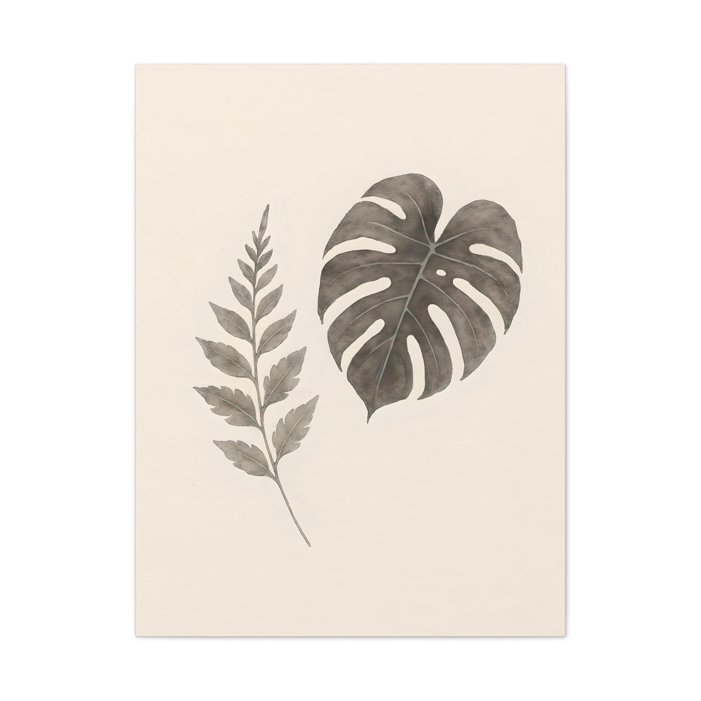 Botanical Wall Art Print, Minimalist Home Decor, Nature Artwork, Modern Room Decor, Fern and Monstera Leaves
