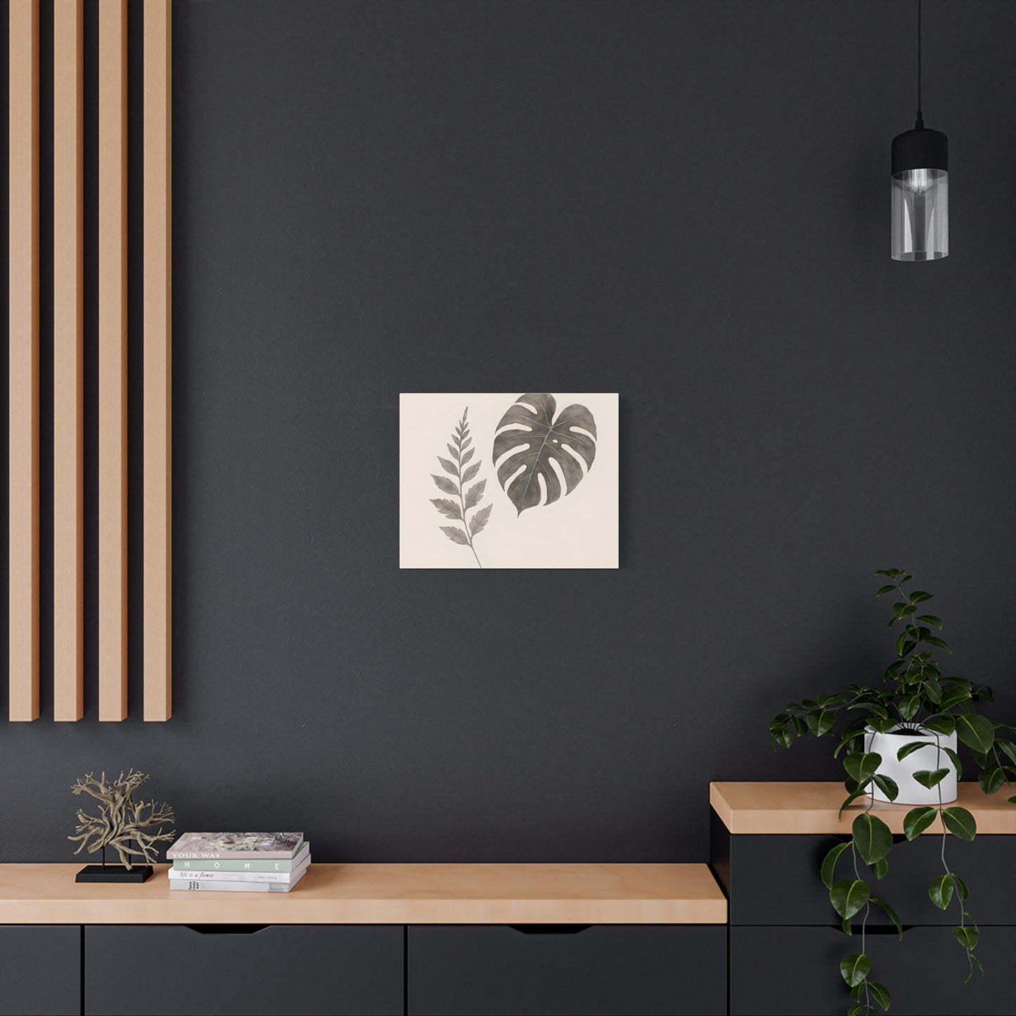 Botanical Wall Art Print, Minimalist Home Decor, Nature Artwork, Modern Room Decor, Fern and Monstera Leaves