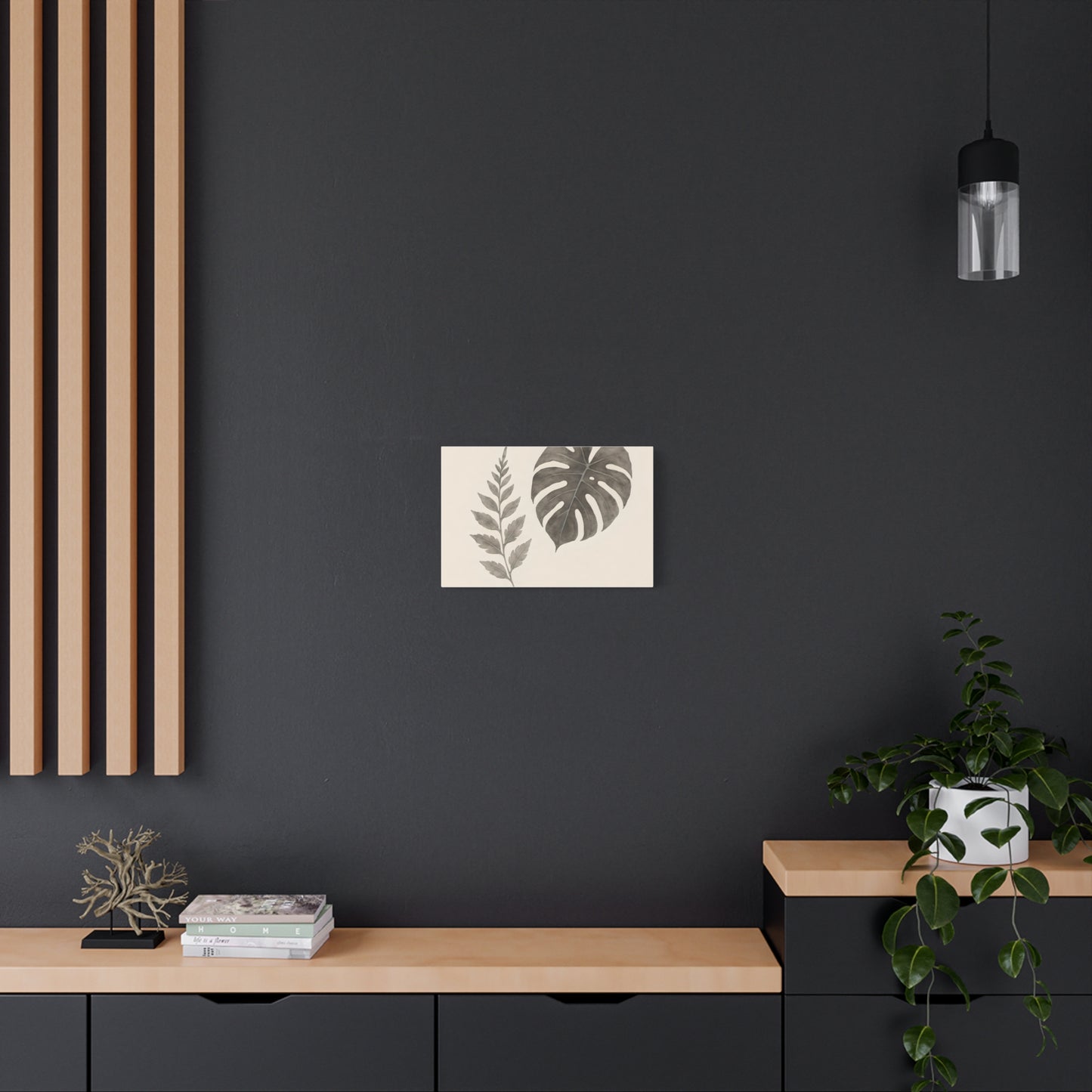Botanical Wall Art Print, Minimalist Home Decor, Nature Artwork, Modern Room Decor, Fern and Monstera Leaves