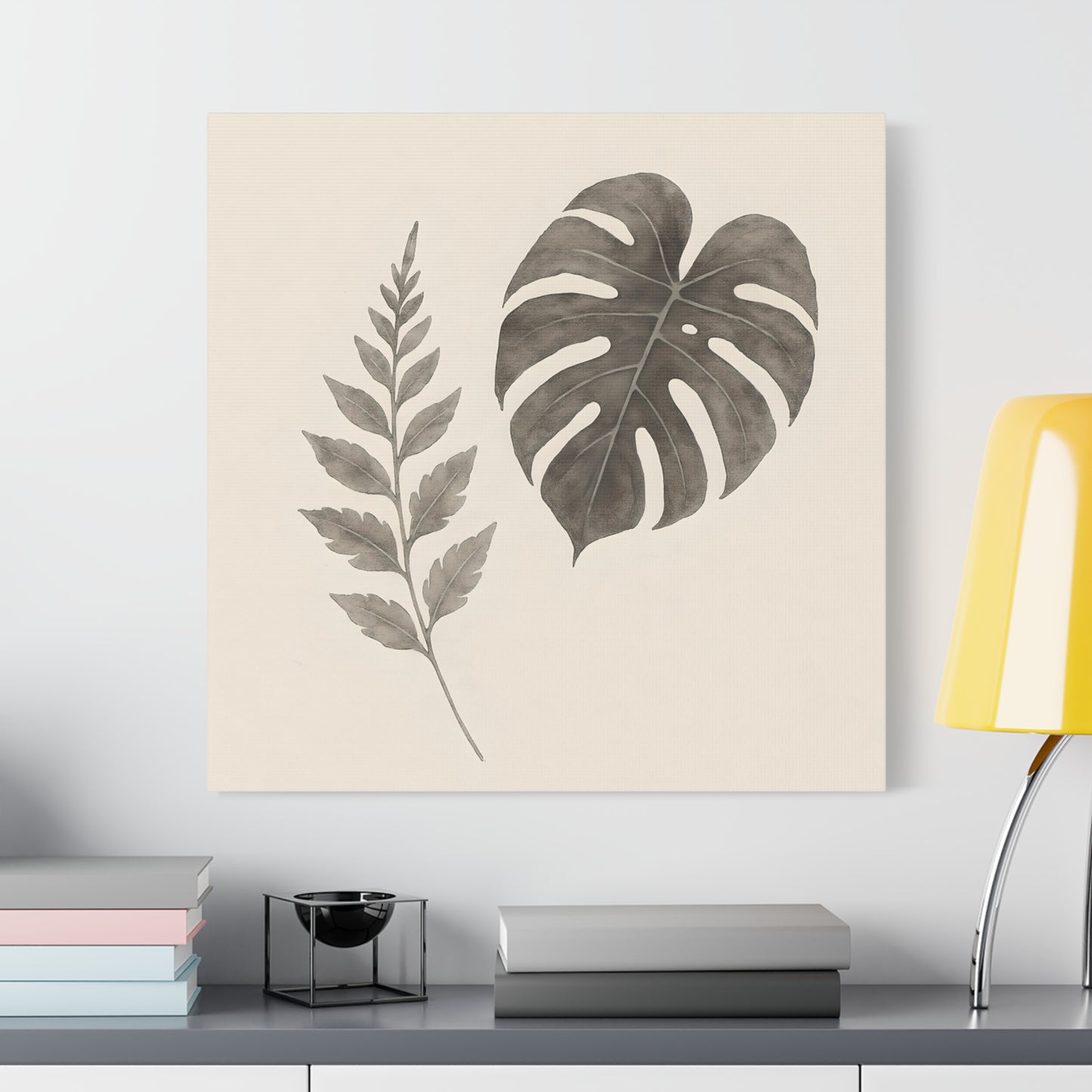 Botanical Wall Art Print, Minimalist Home Decor, Nature Artwork, Modern Room Decor, Fern and Monstera Leaves