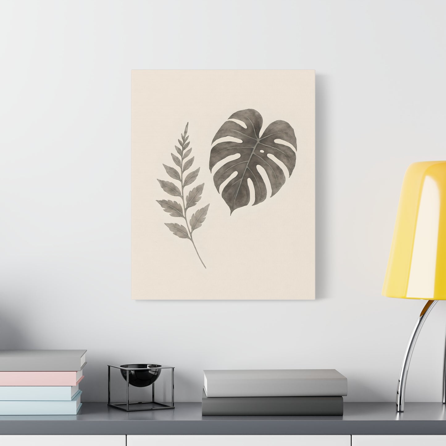 Botanical Wall Art Print, Minimalist Home Decor, Nature Artwork, Modern Room Decor, Fern and Monstera Leaves