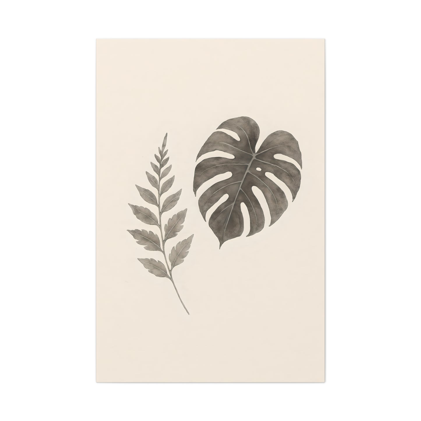 Botanical Wall Art Print, Minimalist Home Decor, Nature Artwork, Modern Room Decor, Fern and Monstera Leaves