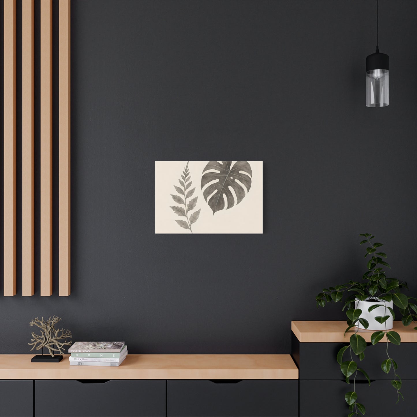 Botanical Wall Art Print, Minimalist Home Decor, Nature Artwork, Modern Room Decor, Fern and Monstera Leaves