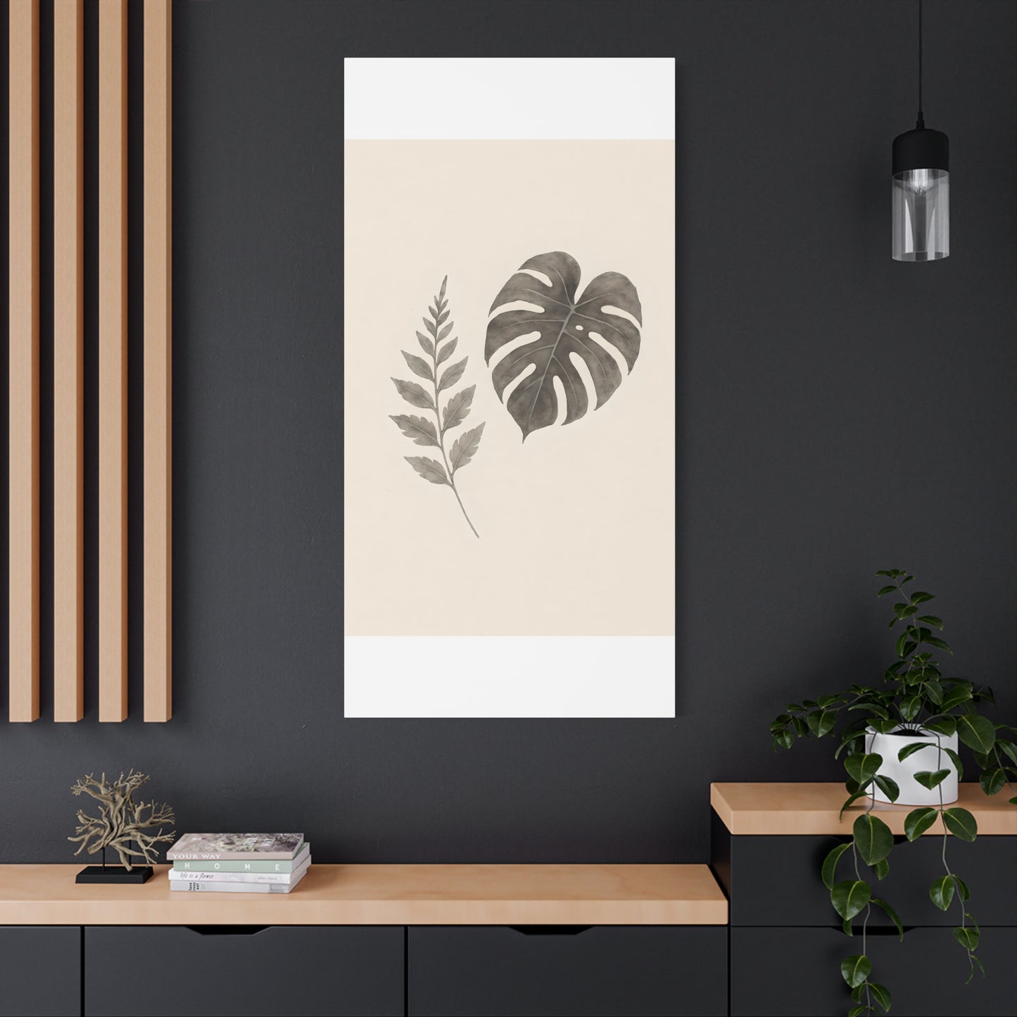 Botanical Wall Art Print, Minimalist Home Decor, Nature Artwork, Modern Room Decor, Fern and Monstera Leaves