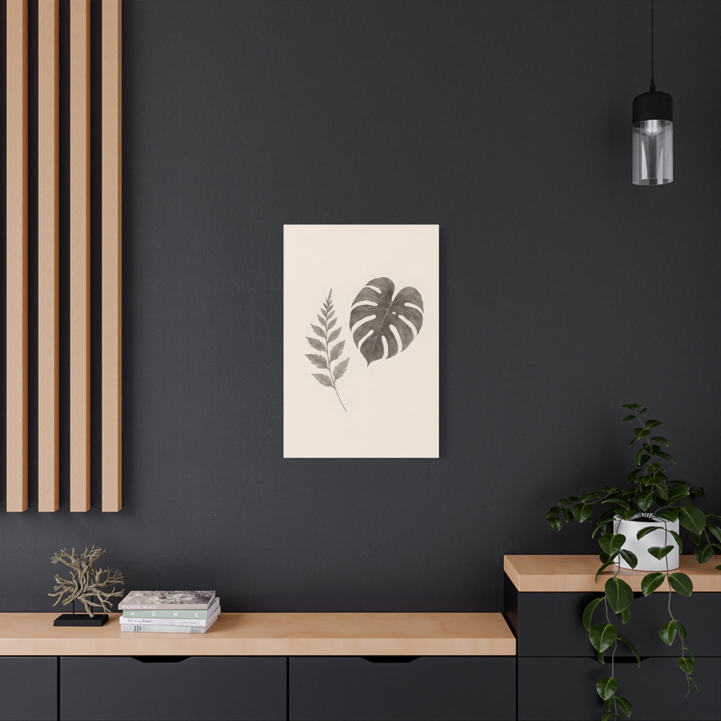 Botanical Wall Art Print, Minimalist Home Decor, Nature Artwork, Modern Room Decor, Fern and Monstera Leaves