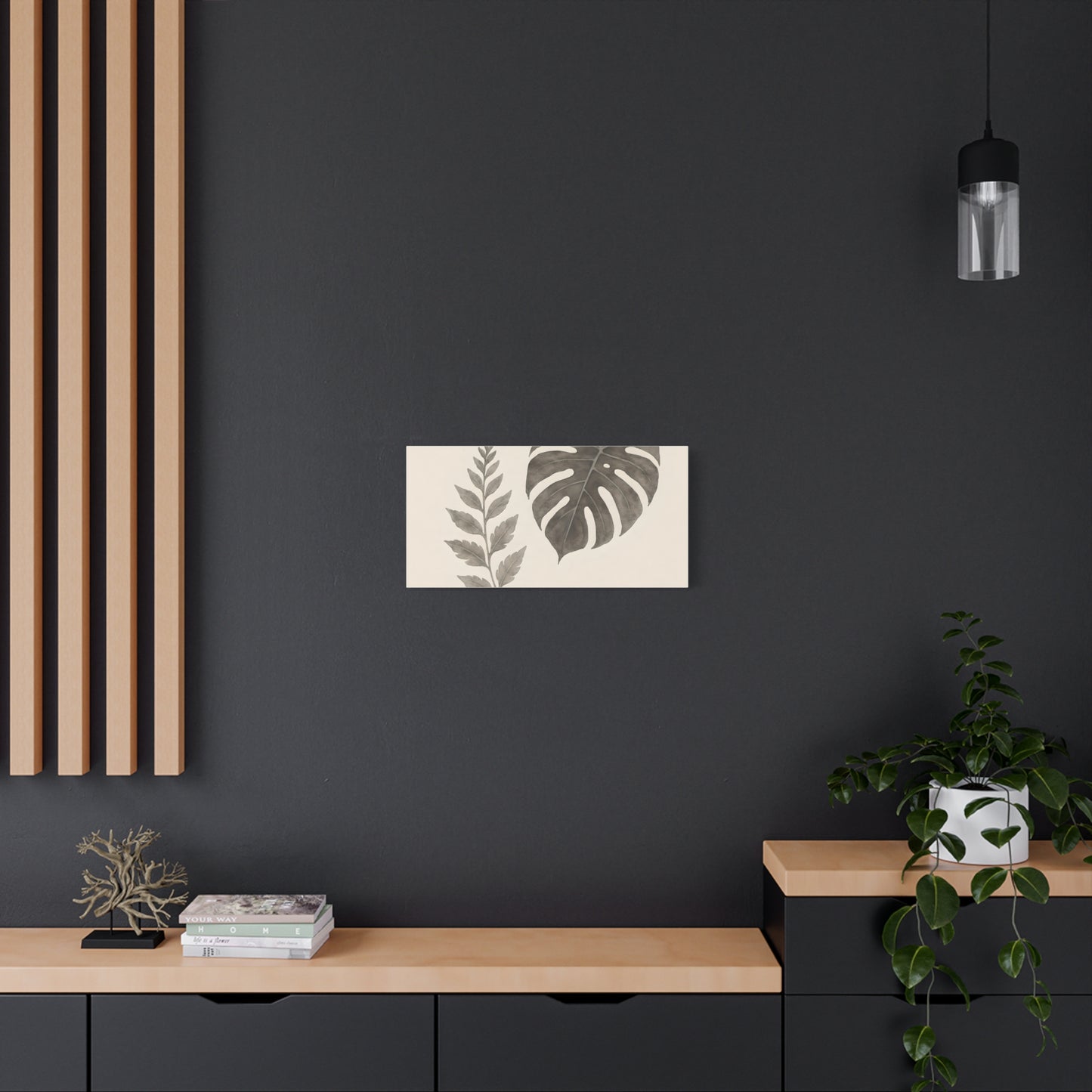 Botanical Wall Art Print, Minimalist Home Decor, Nature Artwork, Modern Room Decor, Fern and Monstera Leaves