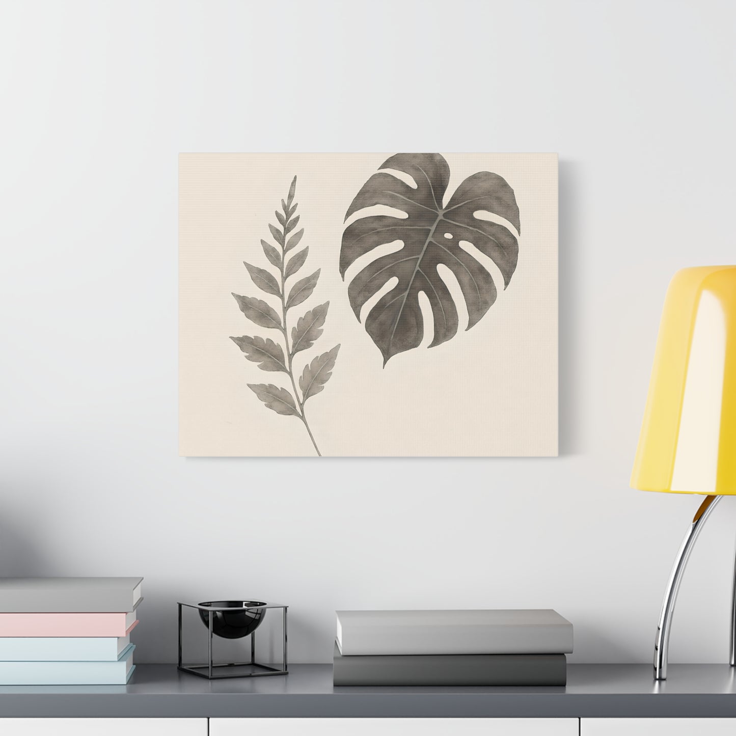 Botanical Wall Art Print, Minimalist Home Decor, Nature Artwork, Modern Room Decor, Fern and Monstera Leaves