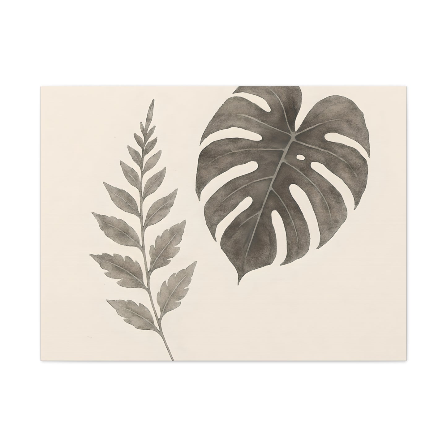 Botanical Wall Art Print, Minimalist Home Decor, Nature Artwork, Modern Room Decor, Fern and Monstera Leaves