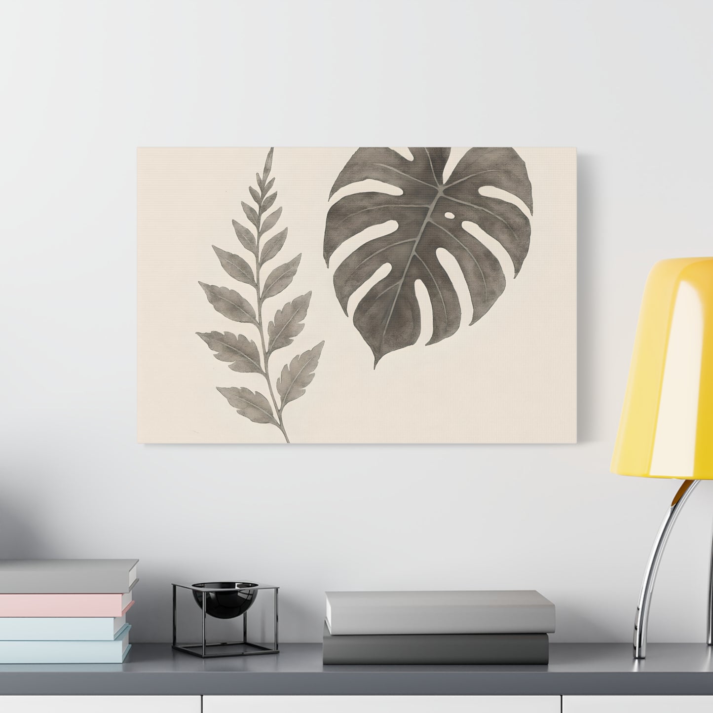 Botanical Wall Art Print, Minimalist Home Decor, Nature Artwork, Modern Room Decor, Fern and Monstera Leaves