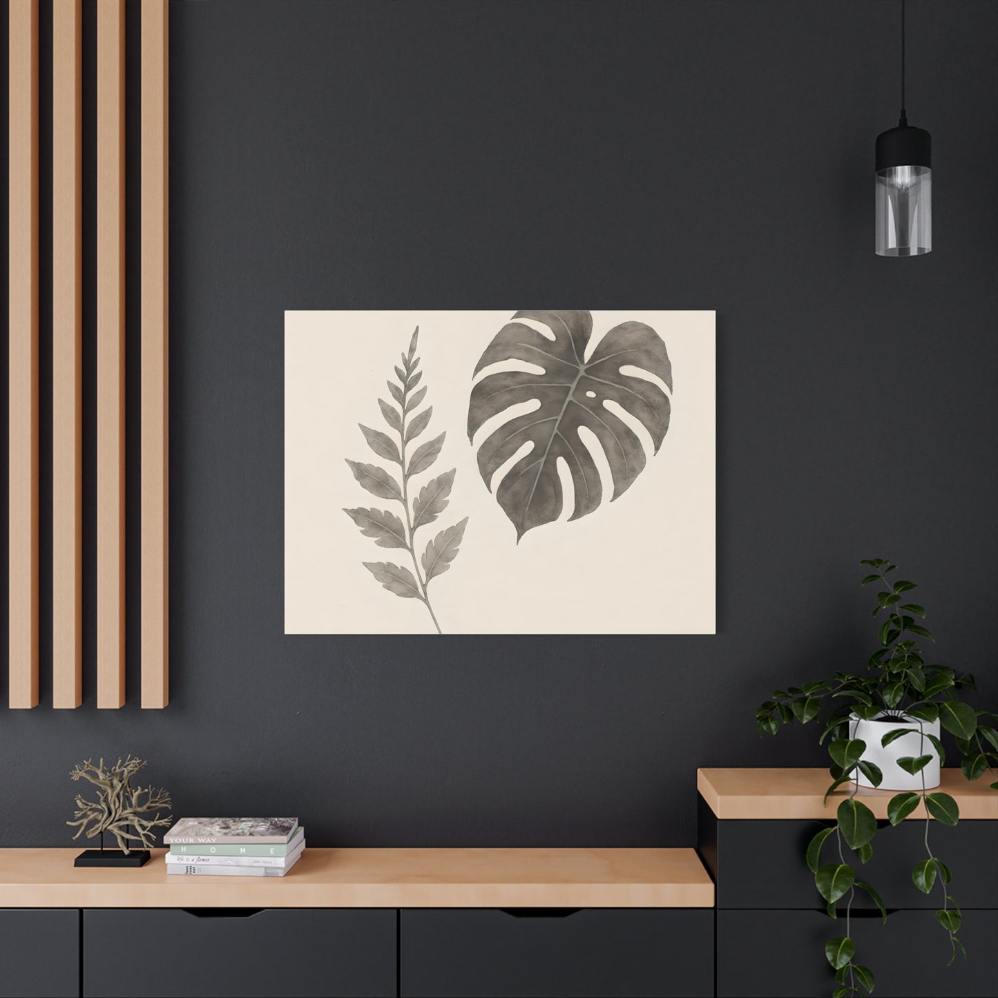 Botanical Wall Art Print, Minimalist Home Decor, Nature Artwork, Modern Room Decor, Fern and Monstera Leaves