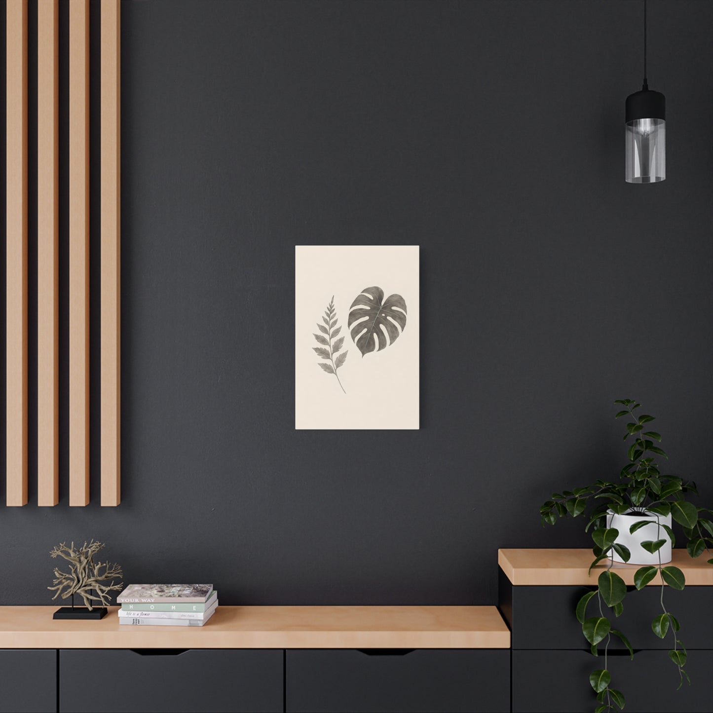 Botanical Wall Art Print, Minimalist Home Decor, Nature Artwork, Modern Room Decor, Fern and Monstera Leaves
