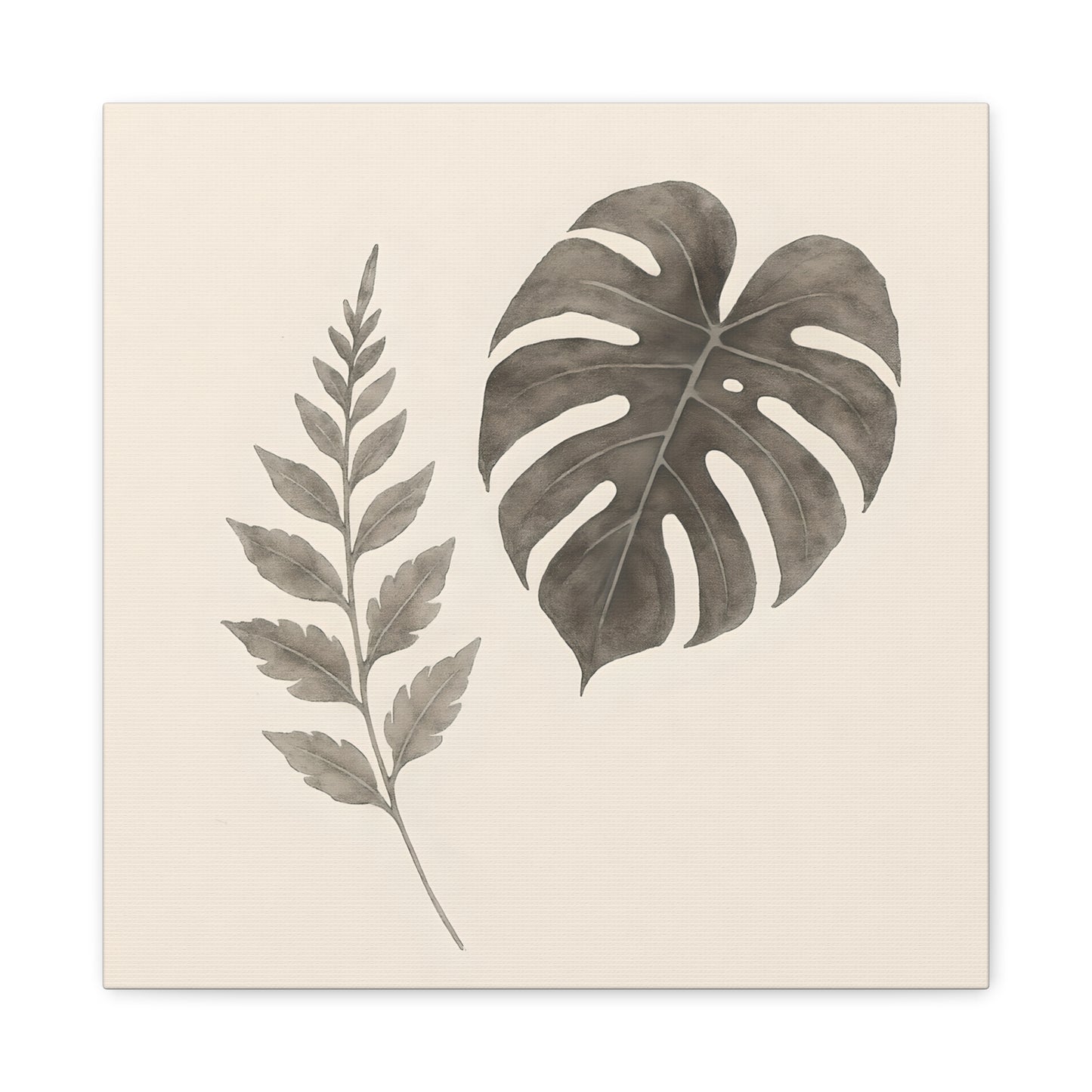 Botanical Wall Art Print, Minimalist Home Decor, Nature Artwork, Modern Room Decor, Fern and Monstera Leaves