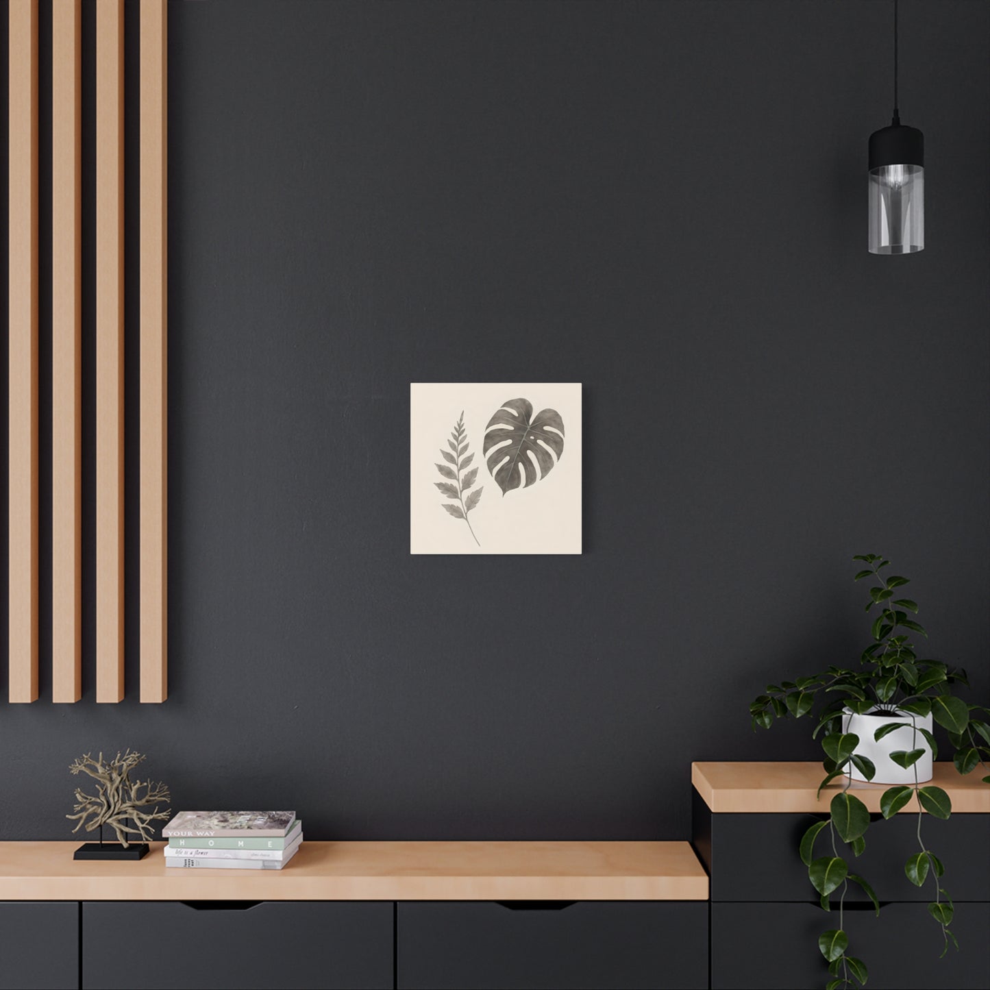 Botanical Wall Art Print, Minimalist Home Decor, Nature Artwork, Modern Room Decor, Fern and Monstera Leaves