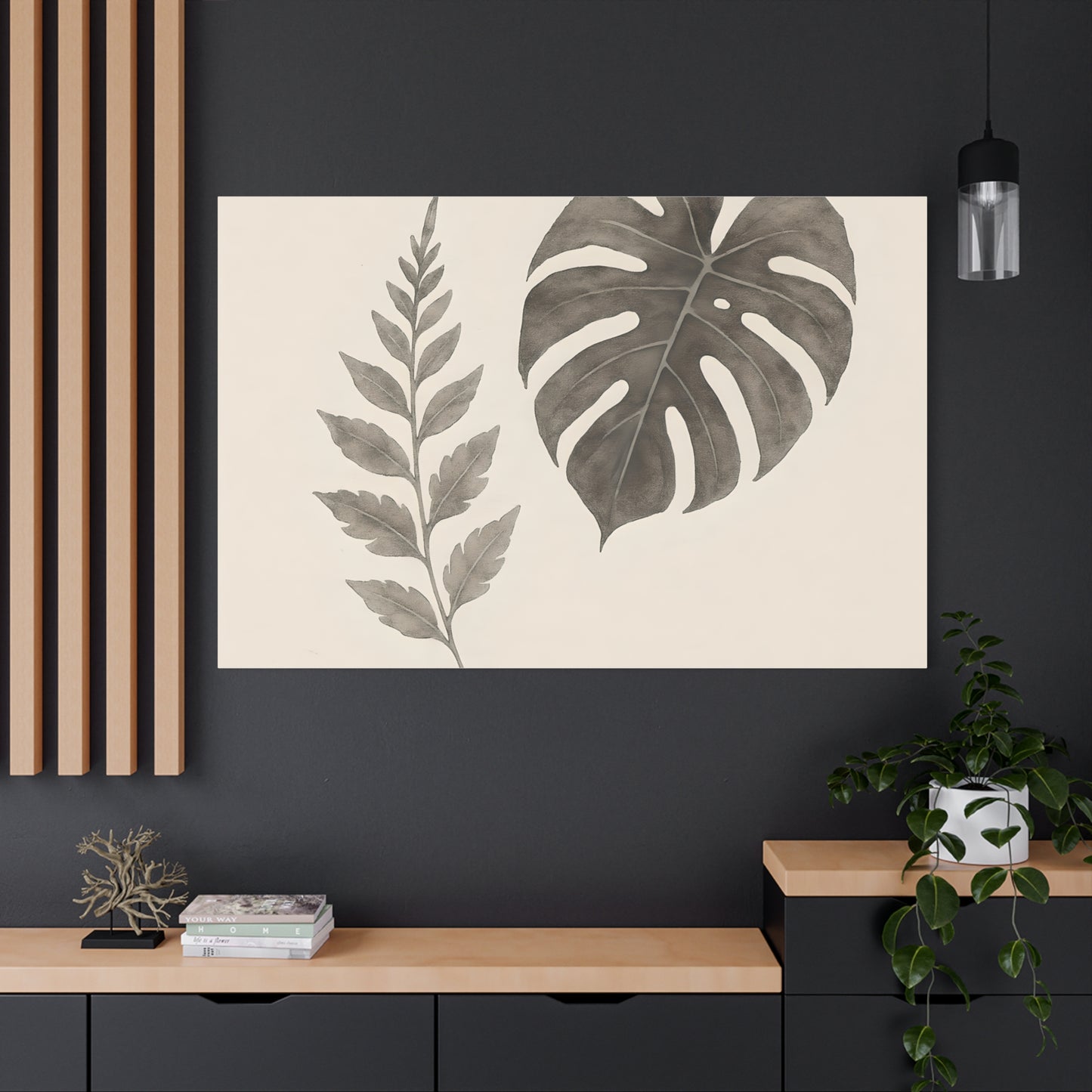 Botanical Wall Art Print, Minimalist Home Decor, Nature Artwork, Modern Room Decor, Fern and Monstera Leaves