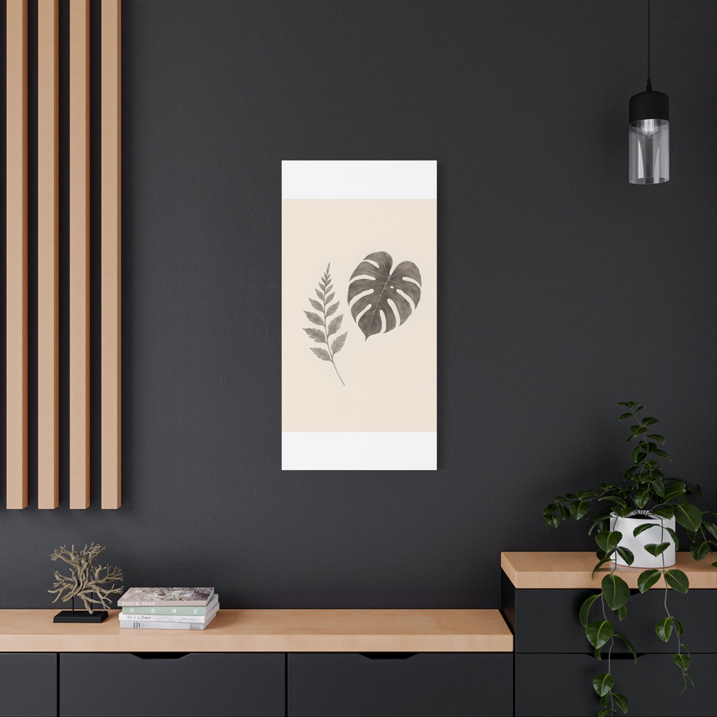 Botanical Wall Art Print, Minimalist Home Decor, Nature Artwork, Modern Room Decor, Fern and Monstera Leaves