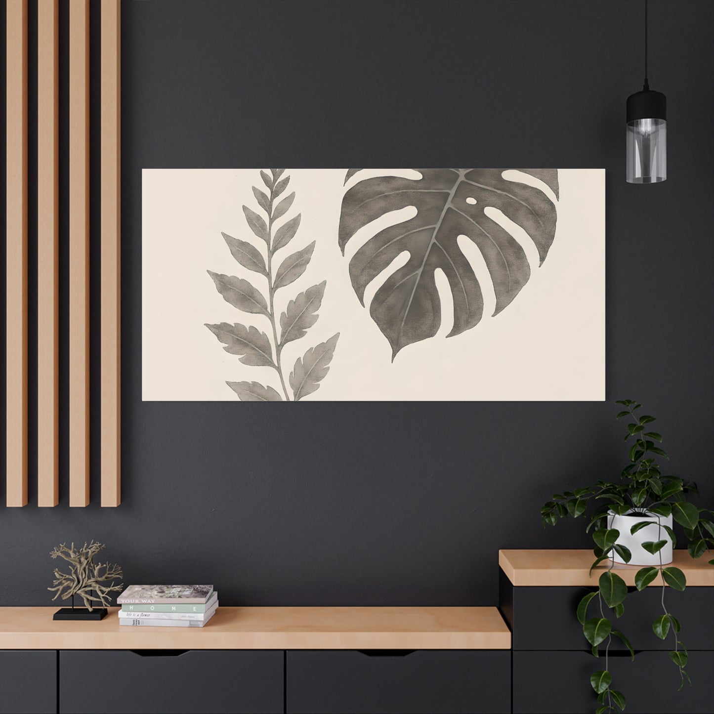 Botanical Wall Art Print, Minimalist Home Decor, Nature Artwork, Modern Room Decor, Fern and Monstera Leaves