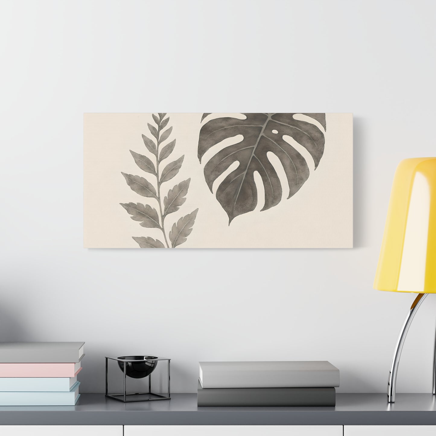 Botanical Wall Art Print, Minimalist Home Decor, Nature Artwork, Modern Room Decor, Fern and Monstera Leaves