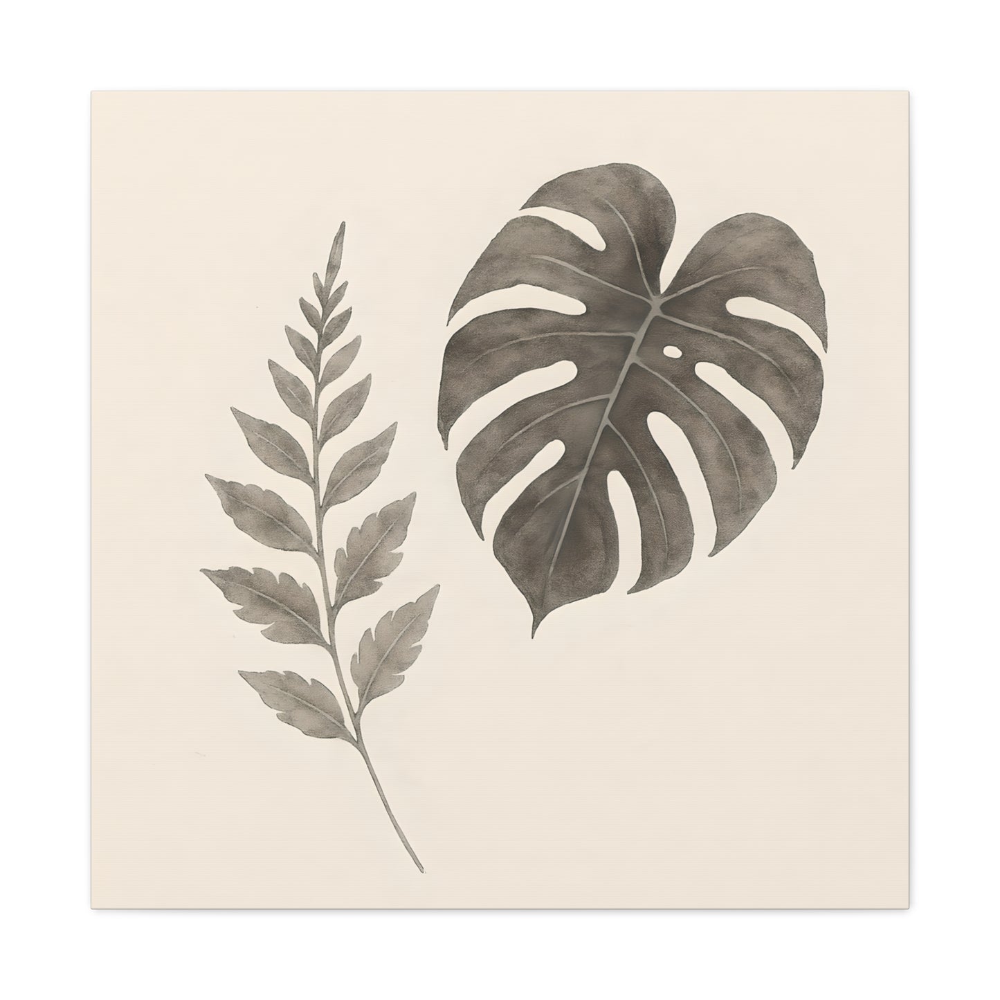 Botanical Wall Art Print, Minimalist Home Decor, Nature Artwork, Modern Room Decor, Fern and Monstera Leaves