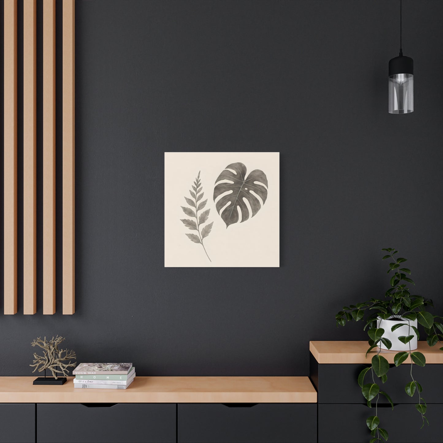 Botanical Wall Art Print, Minimalist Home Decor, Nature Artwork, Modern Room Decor, Fern and Monstera Leaves