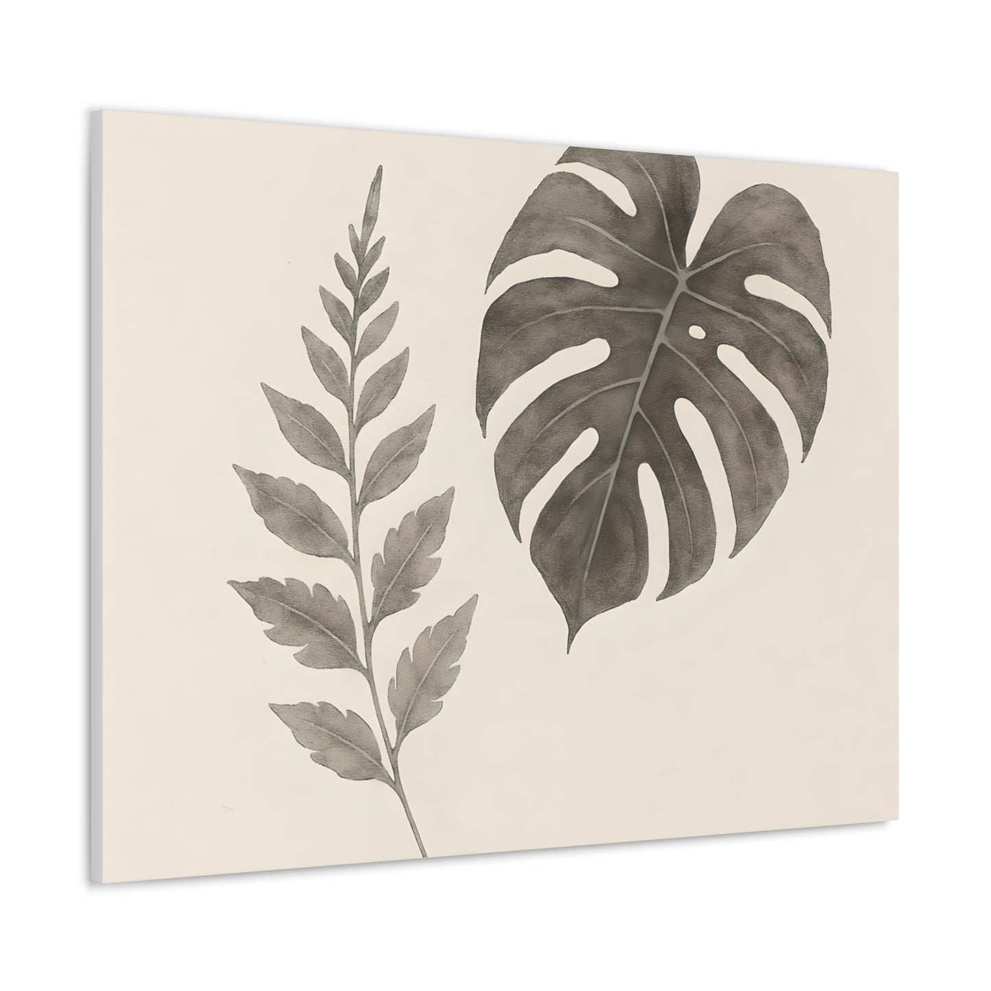 Botanical Wall Art Print, Minimalist Home Decor, Nature Artwork, Modern Room Decor, Fern and Monstera Leaves