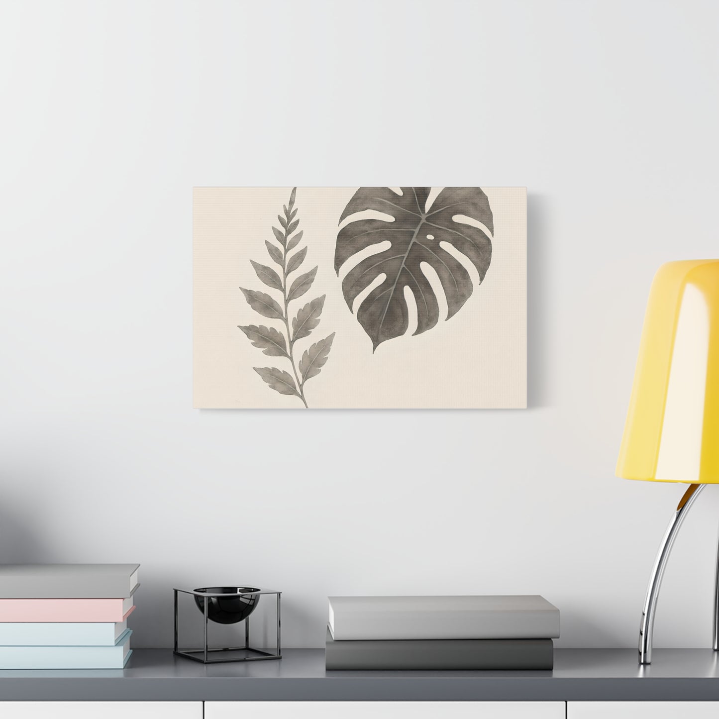 Botanical Wall Art Print, Minimalist Home Decor, Nature Artwork, Modern Room Decor, Fern and Monstera Leaves