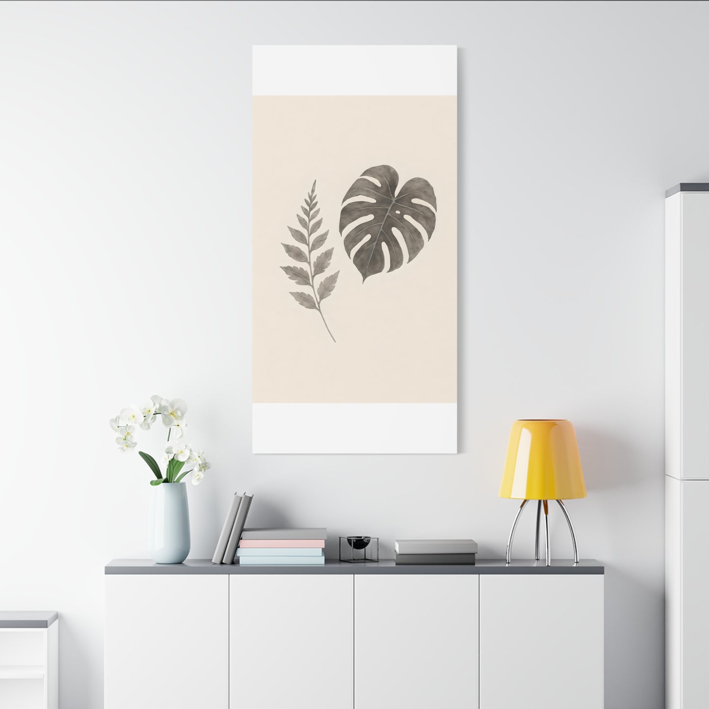 Botanical Wall Art Print, Minimalist Home Decor, Nature Artwork, Modern Room Decor, Fern and Monstera Leaves