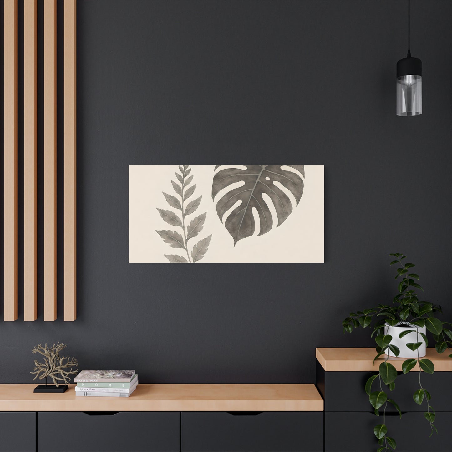 Botanical Wall Art Print, Minimalist Home Decor, Nature Artwork, Modern Room Decor, Fern and Monstera Leaves