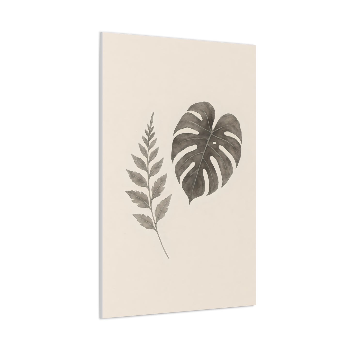 Botanical Wall Art Print, Minimalist Home Decor, Nature Artwork, Modern Room Decor, Fern and Monstera Leaves