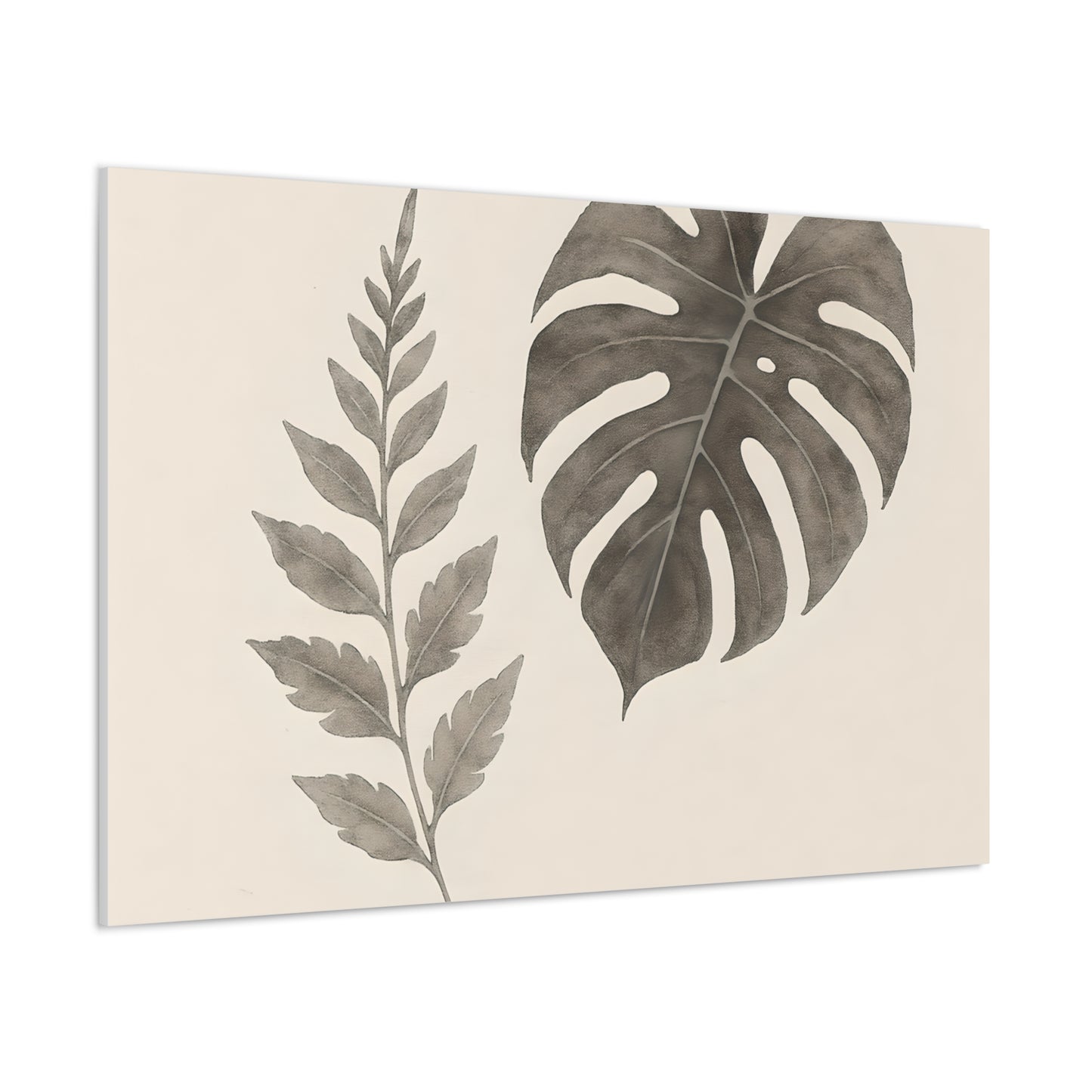 Botanical Wall Art Print, Minimalist Home Decor, Nature Artwork, Modern Room Decor, Fern and Monstera Leaves