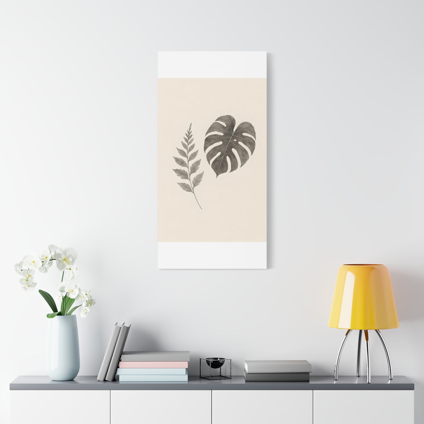 Botanical Wall Art Print, Minimalist Home Decor, Nature Artwork, Modern Room Decor, Fern and Monstera Leaves