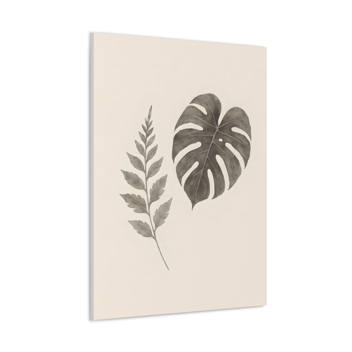 Botanical Wall Art Print, Minimalist Home Decor, Nature Artwork, Modern Room Decor, Fern and Monstera Leaves