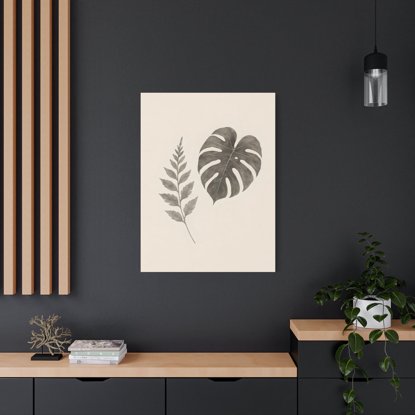 Botanical Wall Art Print, Minimalist Home Decor, Nature Artwork, Modern Room Decor, Fern and Monstera Leaves