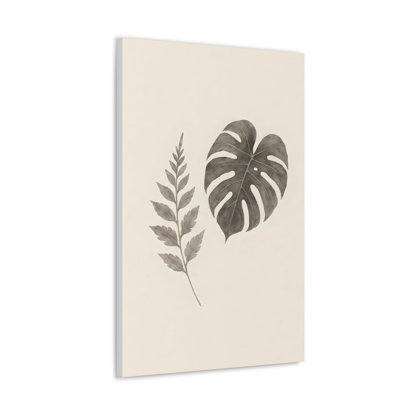 Botanical Wall Art Print, Minimalist Home Decor, Nature Artwork, Modern Room Decor, Fern and Monstera Leaves