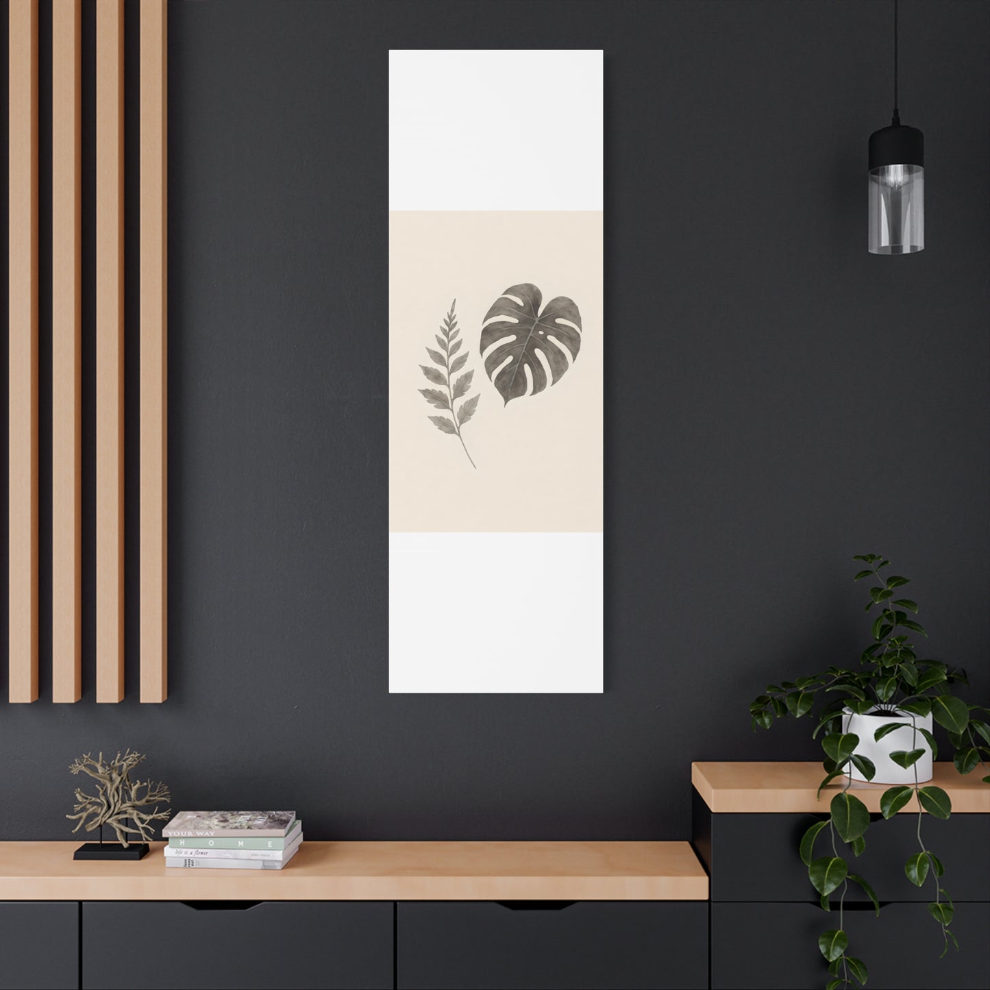 Botanical Wall Art Print, Minimalist Home Decor, Nature Artwork, Modern Room Decor, Fern and Monstera Leaves