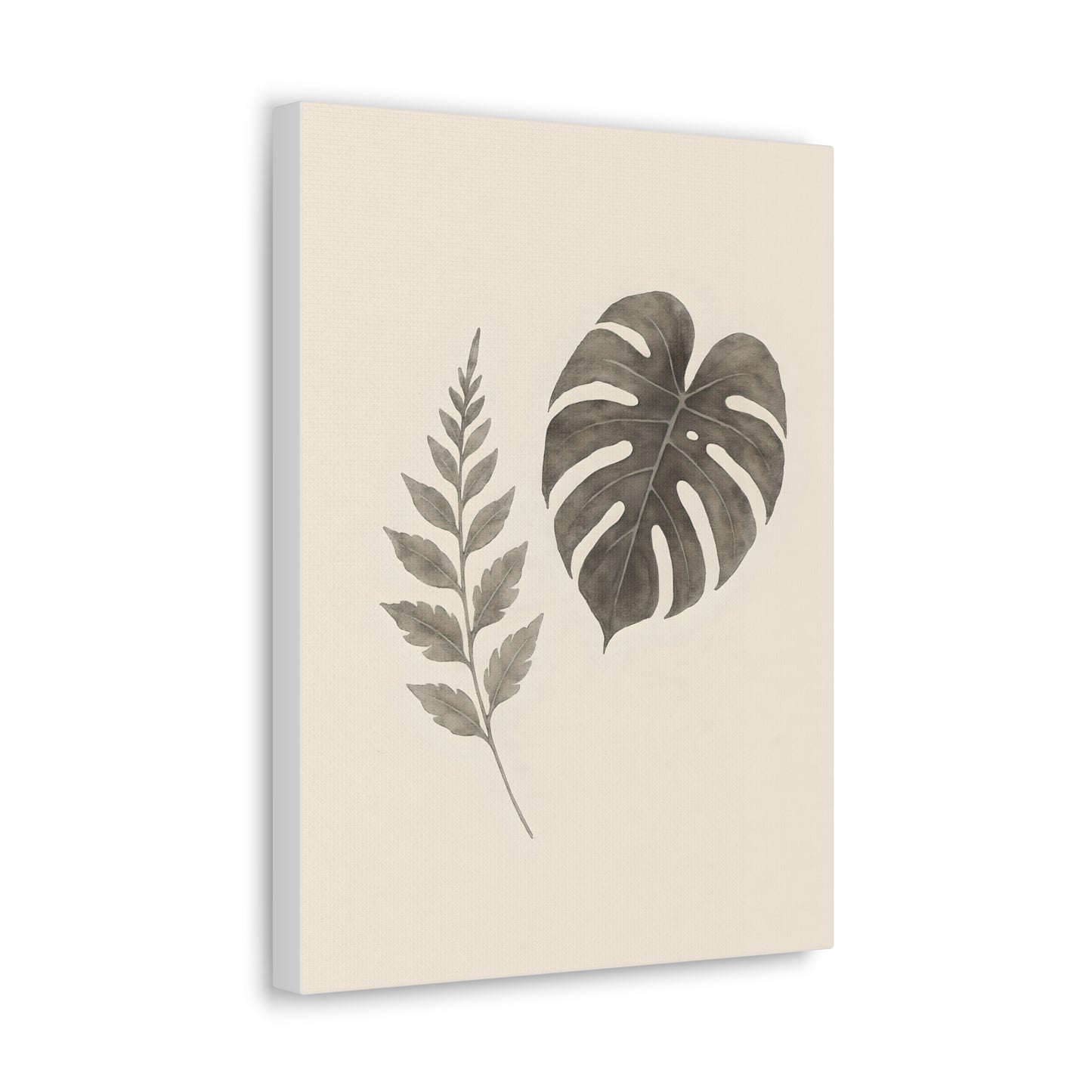 Botanical Wall Art Print, Minimalist Home Decor, Nature Artwork, Modern Room Decor, Fern and Monstera Leaves