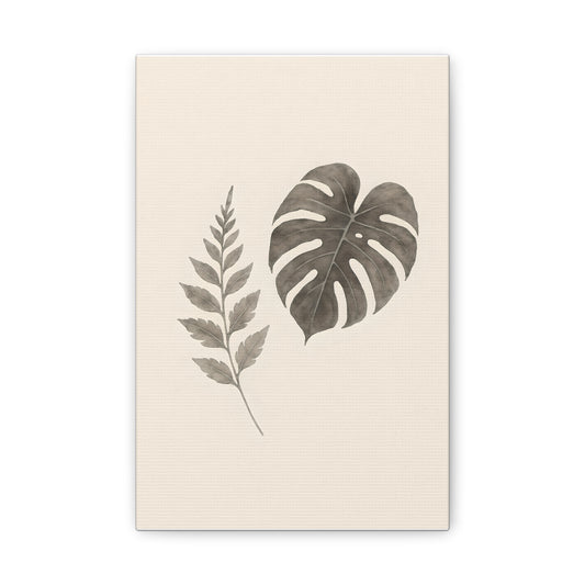 Botanical Wall Art Print, Minimalist Home Decor, Nature Artwork, Modern Room Decor, Fern and Monstera Leaves