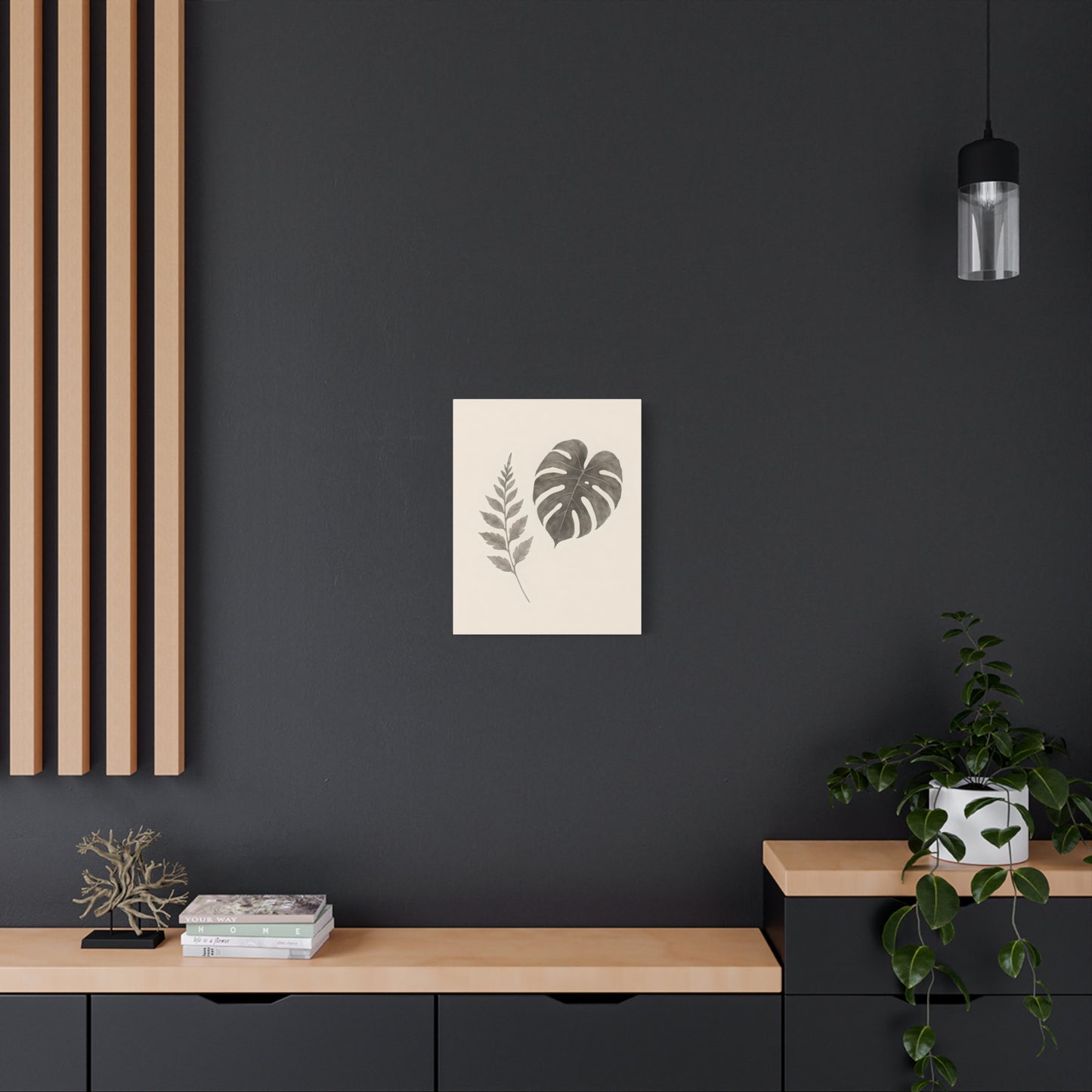 Botanical Wall Art Print, Minimalist Home Decor, Nature Artwork, Modern Room Decor, Fern and Monstera Leaves