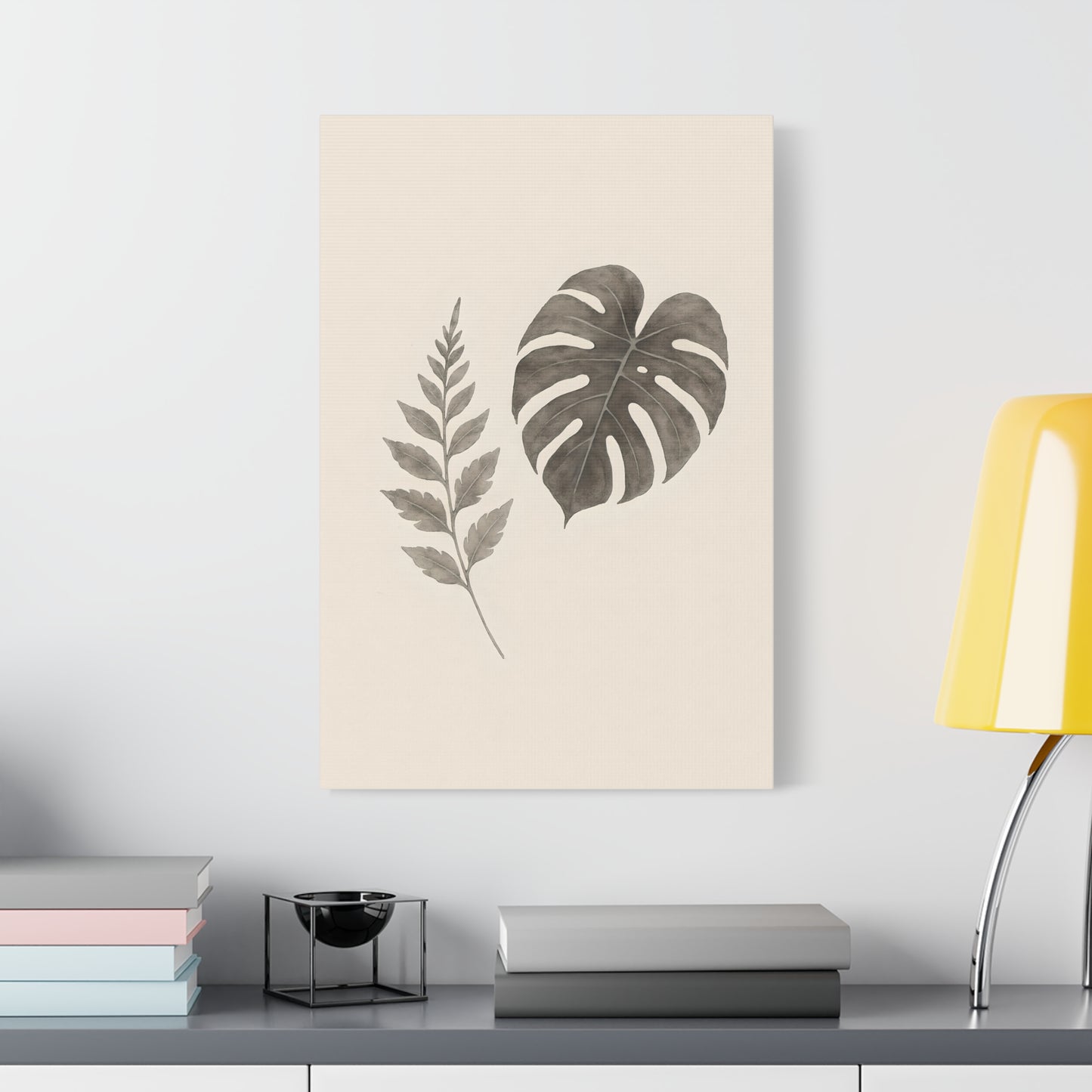 Botanical Wall Art Print, Minimalist Home Decor, Nature Artwork, Modern Room Decor, Fern and Monstera Leaves