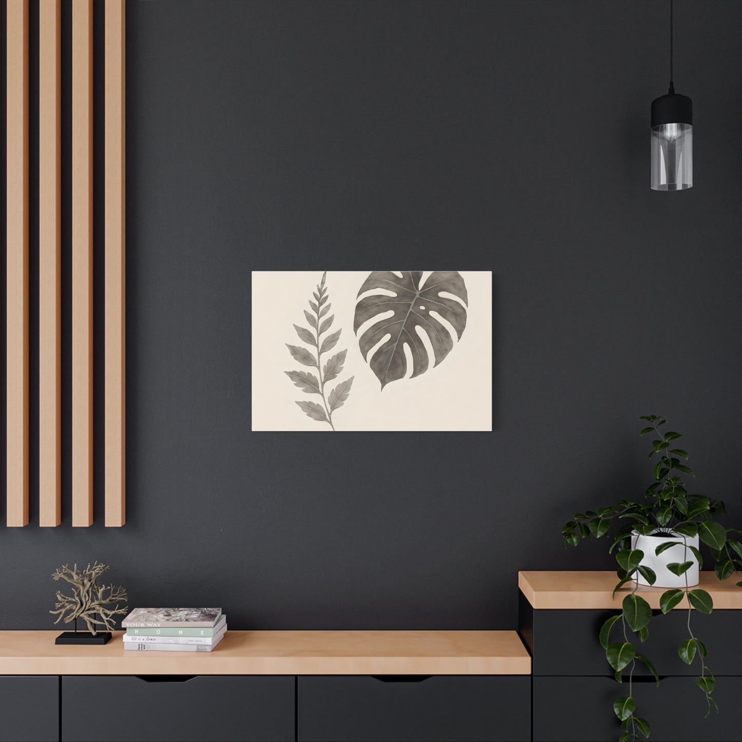 Botanical Wall Art Print, Minimalist Home Decor, Nature Artwork, Modern Room Decor, Fern and Monstera Leaves